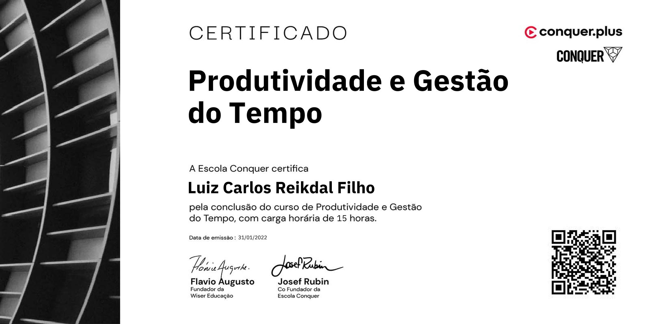 Certificado de Produtividade e Gestão do Tempo